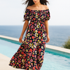 Floral Short Sleeves Maxi Dress
