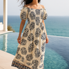 White Floral Short Sleeves Maxi Dress