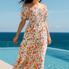 White Floral Short Sleeves Maxi Dress