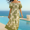 White Floral Short Sleeves Maxi Dress