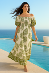 White Floral Short Sleeves Maxi Dress