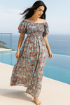 Floral Short Sleeves Maxi Dress