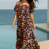 Floral Short Sleeves Maxi Dress