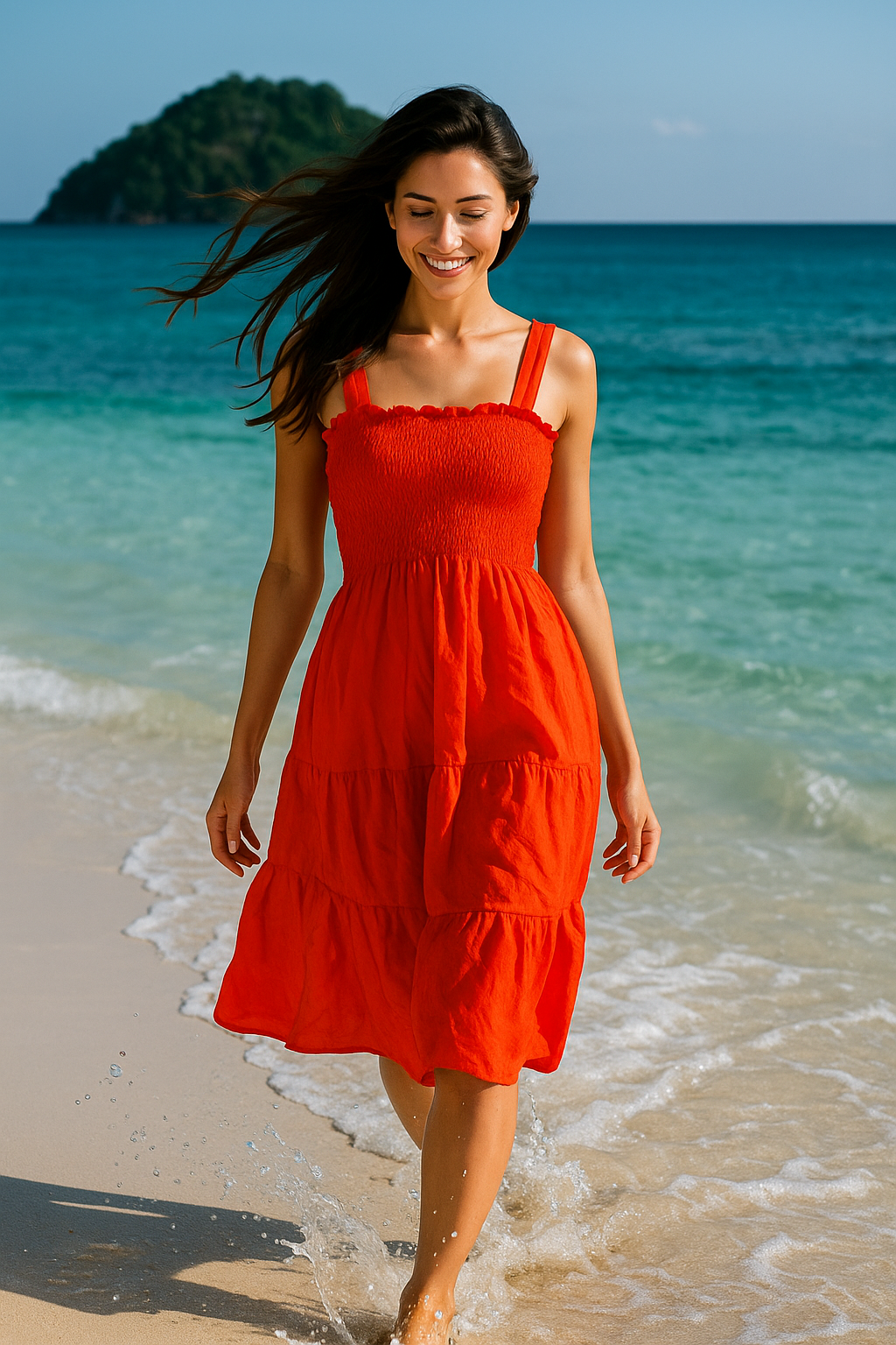 Plain Mini Sleeveless Rayon Cotton Dress