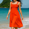 Plain Mini Sleeveless Rayon Cotton Dress