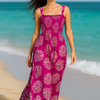 Dark Flory Rayon Cotton Sleeveless Maxi Dress
