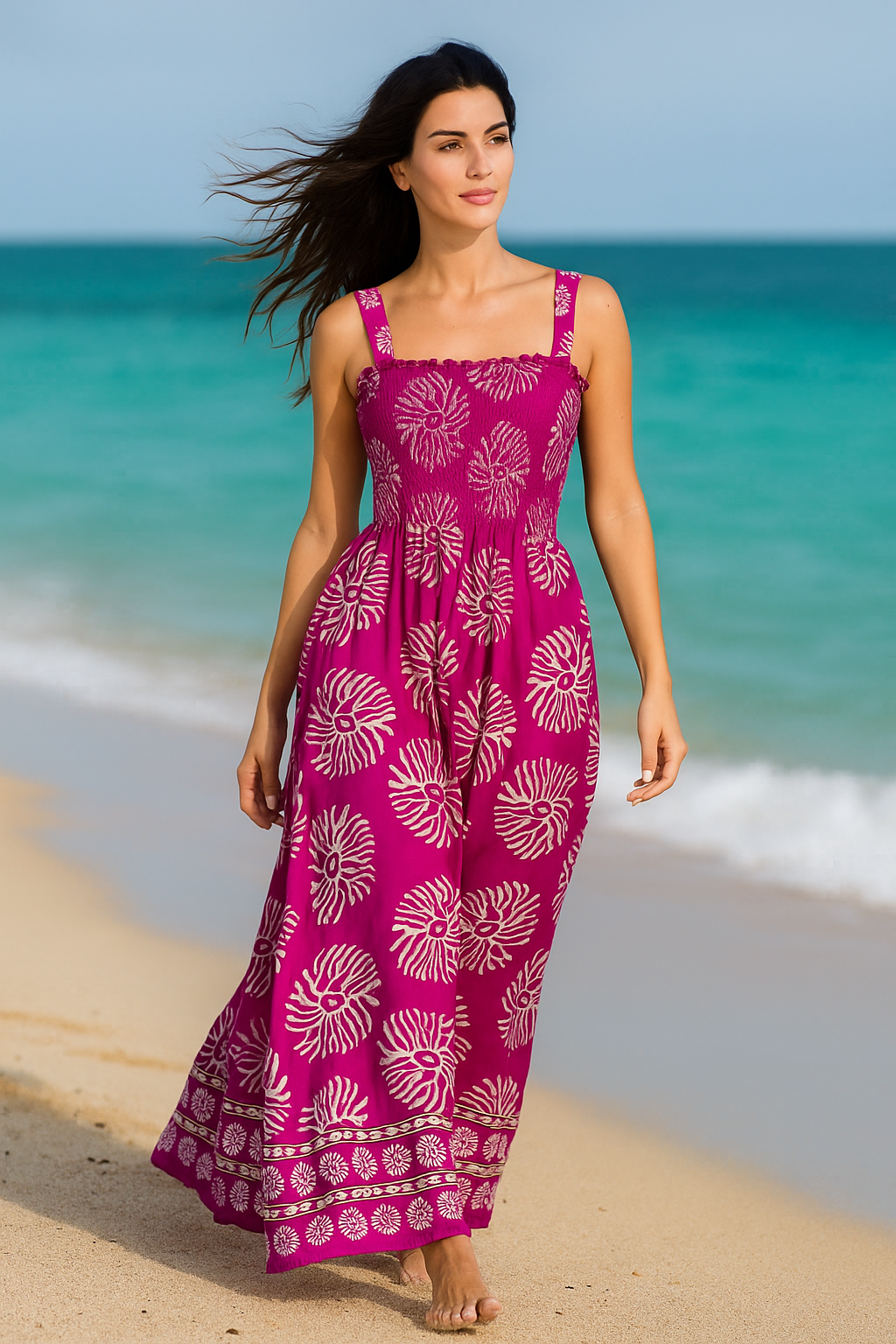 Dark Flory Rayon Cotton Sleeveless Maxi Dress