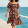 Floral Short Sleeves Mini Dress