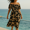 Floral Short Sleeves Mini Dress