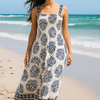 Flory Rayon Cotton Sleeveless camouflage Maxi Dress