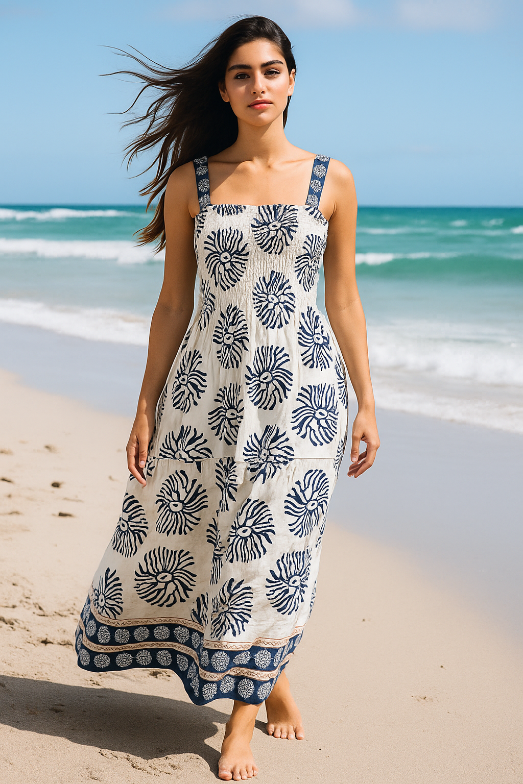 Flory Rayon Cotton Sleeveless camouflage Maxi Dress