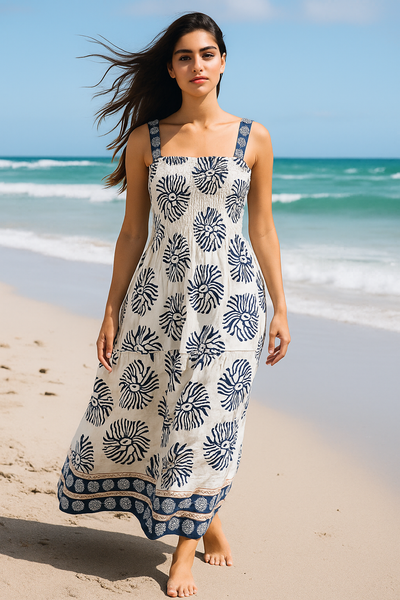 Flory Rayon Cotton Sleeveless camouflage Maxi Dress