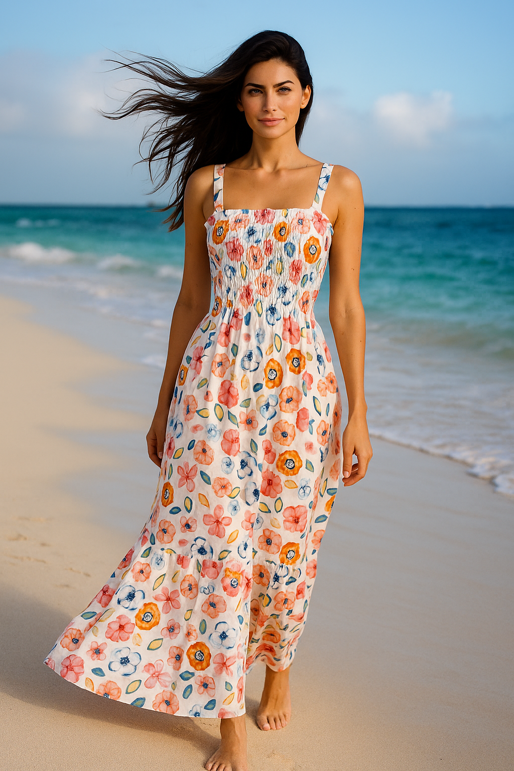 Flory Rayon Cotton Sleeveless camouflage Maxi Dress