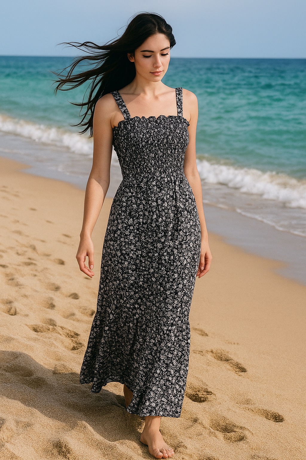 Flory Rayon Cotton Sleeveless camouflage Maxi Dress