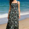 Dark Flory Rayon Cotton Sleeveless Maxi Dress