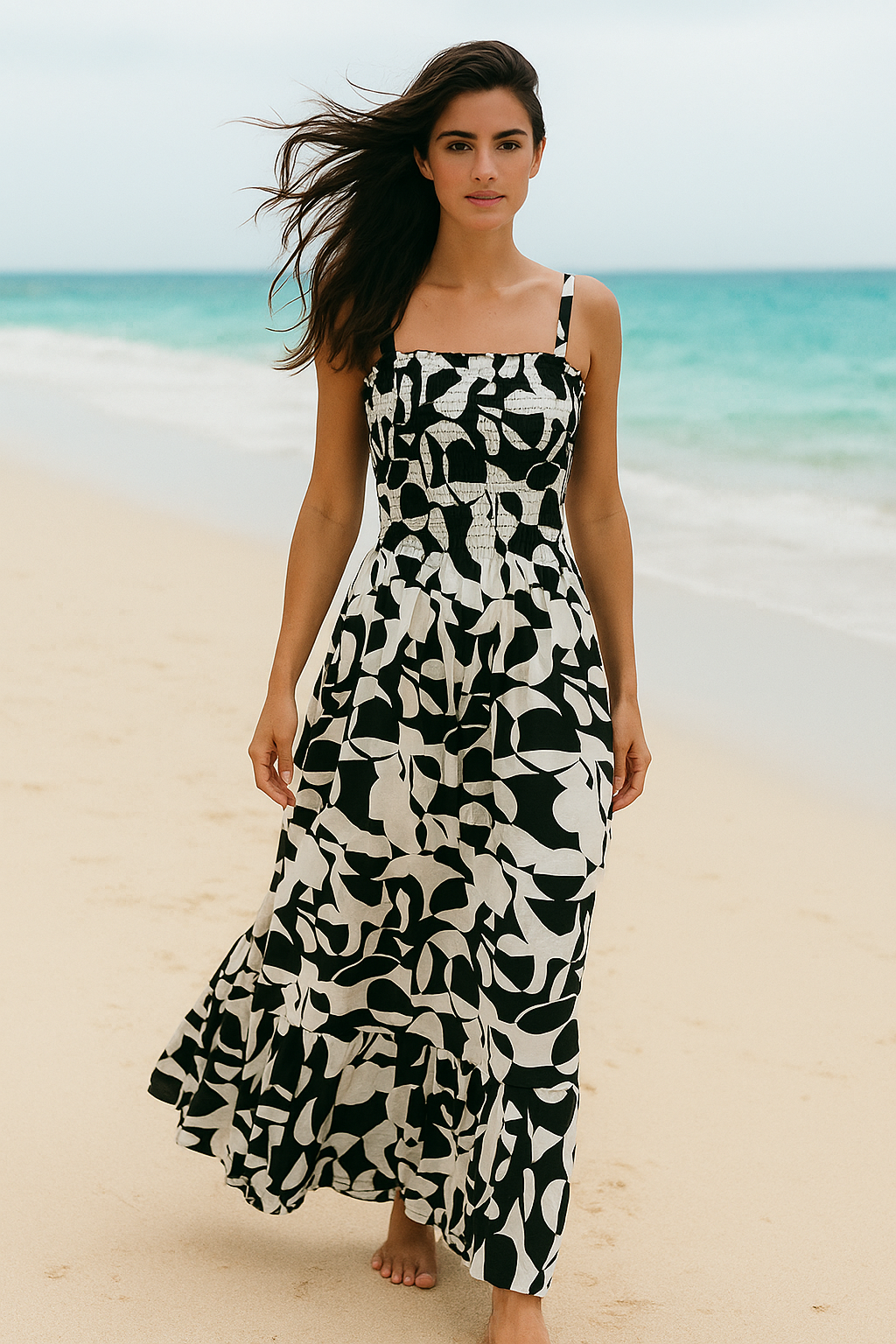 Dark Flory Rayon Cotton Sleeveless Maxi Dress