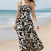 Dark Flory Rayon Cotton Sleeveless Maxi Dress