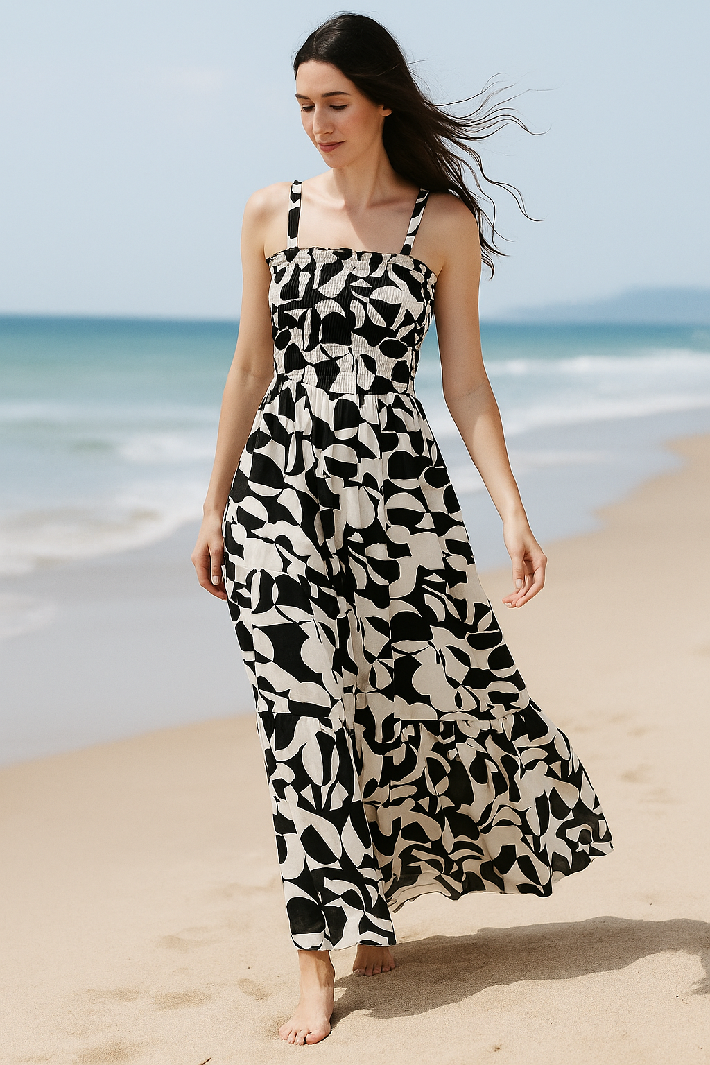 Dark Flory Rayon Cotton Sleeveless Maxi Dress