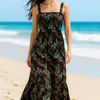 Dark Flory Rayon Cotton Sleeveless Maxi Dress
