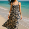 Dark Flory Rayon Cotton Sleeveless Maxi Dress
