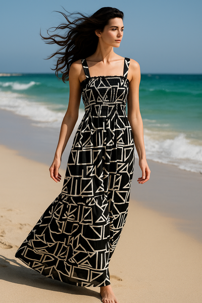 Dark Flory Rayon Cotton Sleeveless Maxi Dress