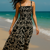 Dark Flory Rayon Cotton Sleeveless Maxi Dress