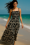 Dark Flory Rayon Cotton Sleeveless Maxi Dress