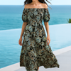 Floral Short Sleeves Maxi Dress