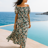 Floral Short Sleeves Maxi Dress