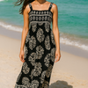 Dark Flory Rayon Cotton Sleeveless Maxi Dress