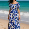 Floral Short Sleeves Maxi Dress