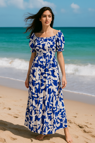 Floral Short Sleeves Maxi Dress