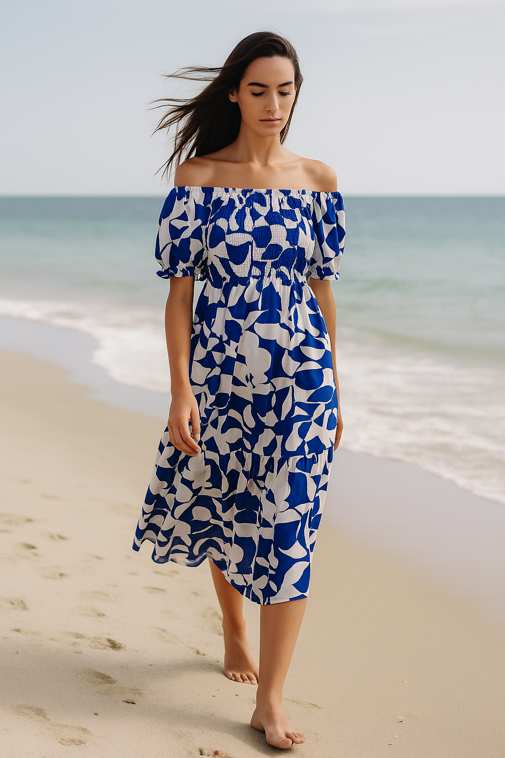 Mini Floral Short Sleeves Dress Rayon Cotton