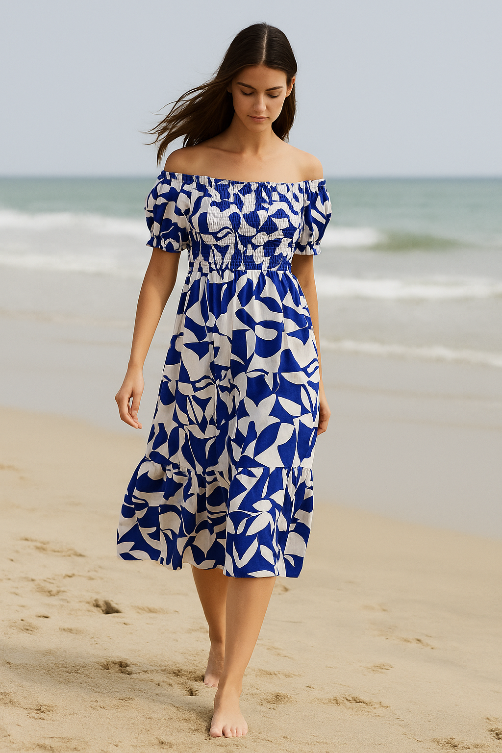Mini Floral Short Sleeves Dress Rayon Cotton