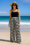 Basic Wear Club | Rayon Cotton Floral Pants | Lightweight Summer Pants for Women