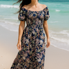 Flory Rayon Cotton Short Sleeves Maxi Dress