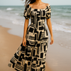 Flory Rayon Cotton Short Sleeves Maxi Dress