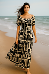 Flory Rayon Cotton Short Sleeves Maxi Dress