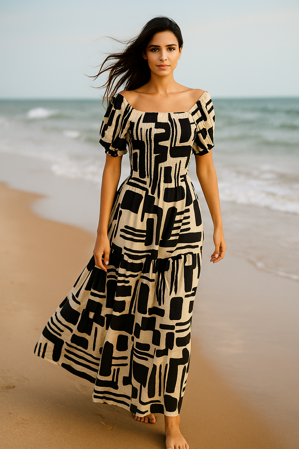 Flory Rayon Cotton Short Sleeves Maxi Dress