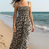 Dark Flory Rayon Cotton Sleeveless Maxi Dress