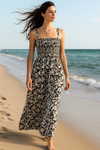 Dark Flory Rayon Cotton Sleeveless Maxi Dress
