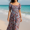 Floral Short Sleeves Maxi Dress