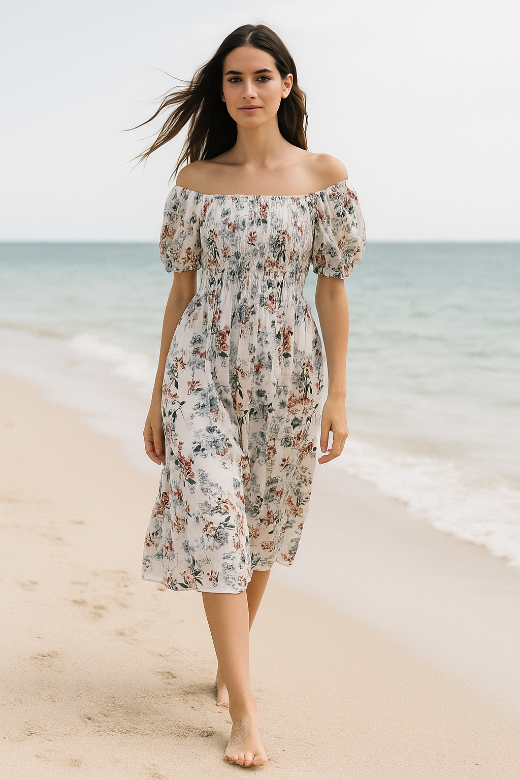 Floral Short Sleeves Mini Dress