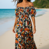 Floral Short Sleeves Maxi Dress