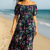 Floral Short Sleeves Maxi Dress