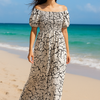 White Floral Short Sleeves Maxi Dress