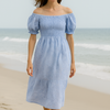 White light Embroidered Cotton Short Sleeves Mini Dress