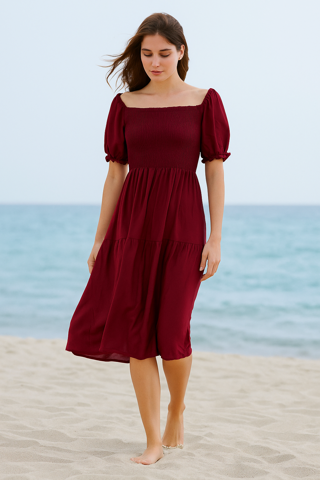 Rayon Short Sleeves Mini Dress