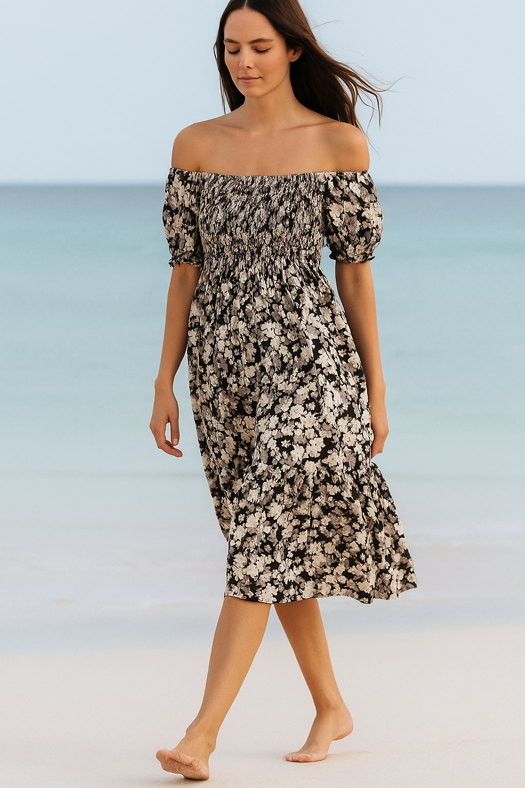 Floral Short Sleeves Mini Dress