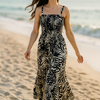 Dark Flory Rayon Cotton Sleeveless Maxi Dress